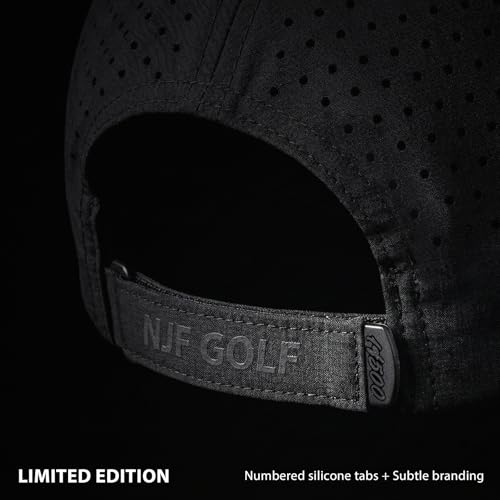 Image of NJF Golf Hat Men - Breathable Mens Golf Hats, Adjustable Rope Hook and Loop Style Cap, Convenient Cap with Tee Holder