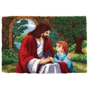 ROCKY&CHAO Latch Hook Kit for Adults & Kids, Complete DIY Rug Making Craft Kits with Yarn & Canvas and Crochet Needle, Adult Craft Kits for Women, Relaxing Home Art Project, Teaching Pattern 75x55cm