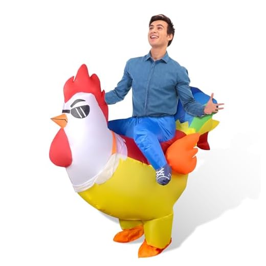 Spoyletto Disfraz inflable de gallo para Halloween, para adultos (1,5-1,9 m), disfraz de secuestro, disfraz inflable de gallo para adolescentes, divertido disfraz inflable para cosplay, para adultos.