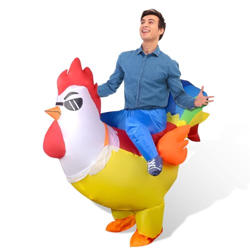 Spoyletto Disfraz inflable de gallo para Halloween, para adultos (1,5-1,9 m), disfraz de secuestro, disfraz inflable de gallo para adolescentes, divertido disfraz inflable para cosplay, para adultos.