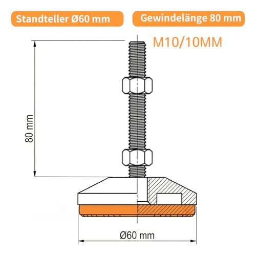 Pied de machine M10 réglable pour stabiliser les établis et machines d'atelier - 3
