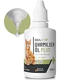 ReaVET Ohrmilbenöl Plus 50ml sofort wirksames Mittel für Katzen – gegen Ohrmilben mit Kamille für Katze, Sanfte Pflege bei Juckreiz im Ohr, Ohrentropfen Milben, Ohrenreiniger