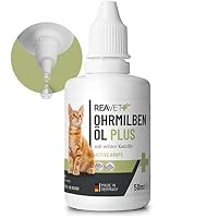 ReaVET Ohrmilbenöl Plus 50ml sofort wirksames Mittel für Katzen – gegen Ohrmilben mit Kamille für Katze, Sanfte Pflege bei Juckreiz im Ohr, Ohrentropfen Milben, Ohrenreiniger