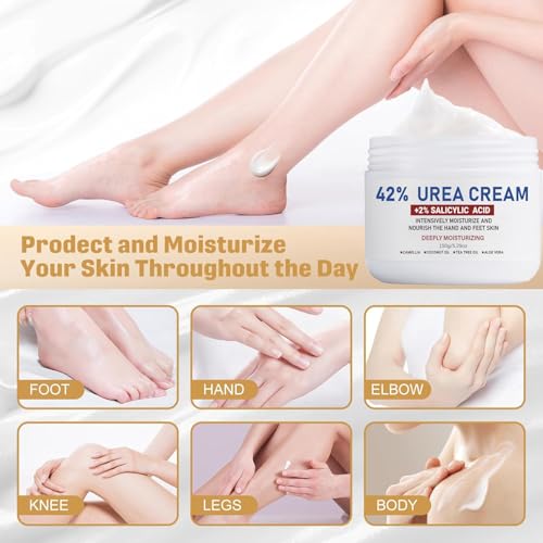 Urea Cream 42 Percent For Fee,Feet Cream for Cracked Heel Feet Knees Hands Elbows for Dry Cracked,Foot Moisturizer for Skin Care - Image 6
