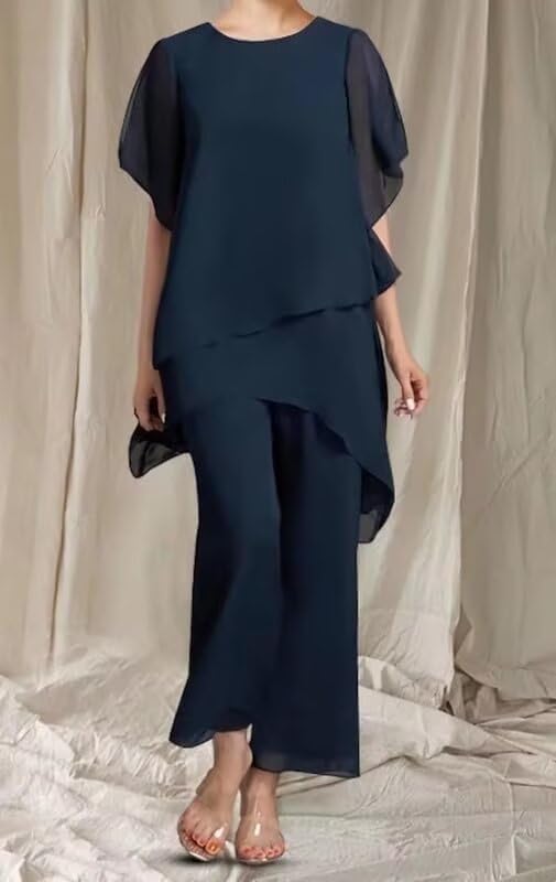 2 Pieces Mother of The Bride Pant Suits for Wedding Chiffon Pantsuits Formal Outfit Grandmother of The Bride Pant Suits2