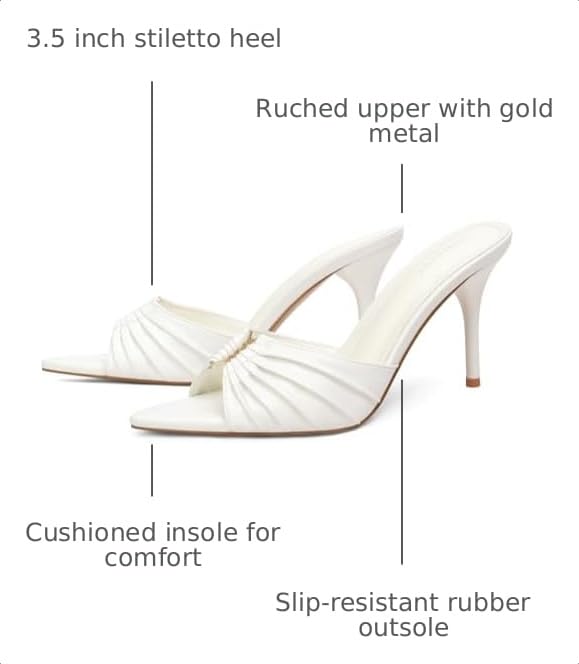 Image of iiimmu 3.5 IN Stiletto Mules Heels with Gold Accents