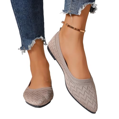 Womens Knit Slip On Flats Pointed Toe Comfort Dress Shoes with Low Wedge Design4