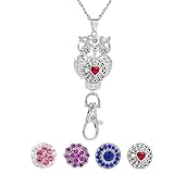 Glimkis Owl Pendant Necklace with 5 Snap Buttons for women Office Lanyard ID Badges Holder Necklace