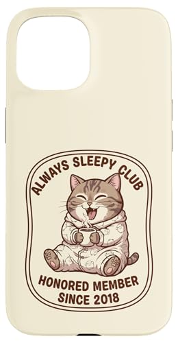 Always Sleepy Club �L�D�� �p�W���} �R�[�q�[ �ӑĂȃ��[���A �X�}�z�P�[�X iPhone 15 �p