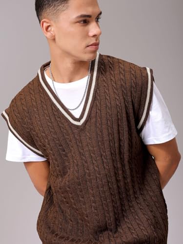 Image of The Indian Garage Co Men Oversized Sleeveless Textured Sweater