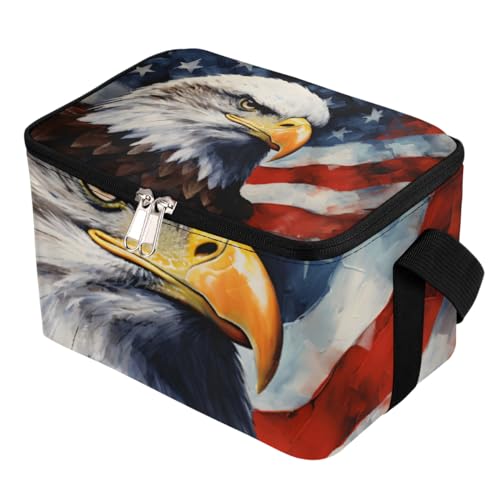 GzLeyigou Lunch Bags for Women Men 9 Cans,Animal Eagles Hot & Cold Food Delivery Bag Insulated Grocery Bag Insulated Lunch Box American Flag Cooler Bag for Office Work Picnic Beach