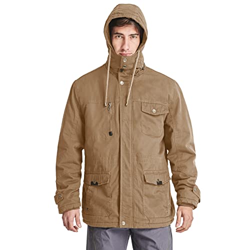 Image of CRYSULLY Men's Winter Casual Thicken Multi-Pocket Outwear Jacket Coat with Removable Hood 35 /33