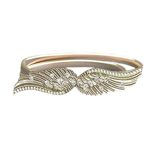 SATYAM KRAFT 1 Pcs Angel Wings Women Stretchy Metal Belt for Dresses (Gold, 1 Piece)