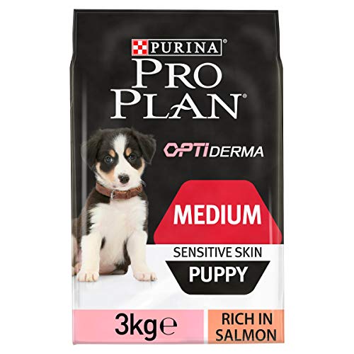 PURINA PRO PLAN Medium Puppy Welpenfutter trocken mit OPTISTART, reich an Huhn, 1er Pack (1 x 3kg) & PURINA PRO PLAN Medium Puppy Welpenfutter trocken mit OPTIDERMA, reich an Lachs, 1er Pack (1 x 3kg)
