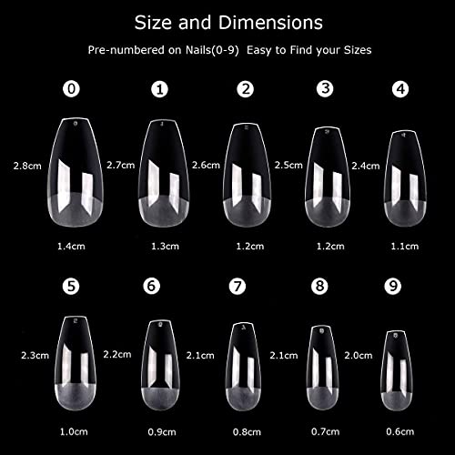 Makartt Ballerina Nail Tips Bundle Nail Glue Gel,500Pcs Matte Full Cover Coffin Nails Clear Press On Nails False Nails Acrylic Nails Super Strong Brush On Nail Glue Long Lasting Uv Nail Glue #TOP3
