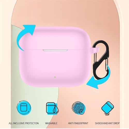 Image of Anvique Silicone Protective Case Cover for Oppo Enco Buds 3 Pro, Earbuds Accessories (Pink S)