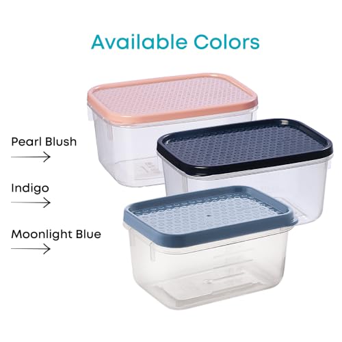 Image of All Time Polka Food Storage Containers 500 ml Each | Set of 2 | BPA Free Plastic Airtight Kitchen Boxes for Refrigerator, Fruits, Vegetables, Snacks & Pantry | Lilac /Turquoise /Yellow (411 X 2)
