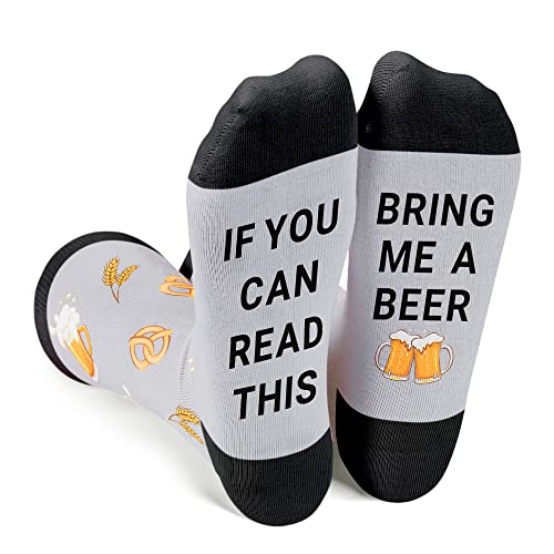 SOCKFUN Beer Socks Beer Gifts for Women, If You Can Read This Bring Me a Beer Socks with Funny Saying