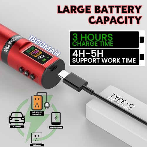 Wormhole Professional Wireless Tattoo Kit with 1800mAh Battery, Complete Set Including Tattoo Needles, Ink, and Everything Needed for Beginners - WTK284
