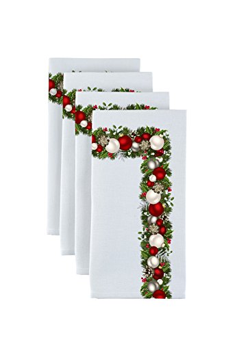 Fabric Textile Products Christmas Garland Border Napkins 18