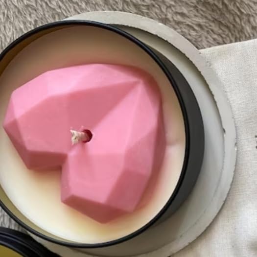 E_glaze - Heart Secret Message Candles |Hidden Message Candles -/Gift for Couple - Best Gift - Soy Candle - Valentines Day Party (Secret Message with 3D Diamond Shape Botanical Black tin Candles)