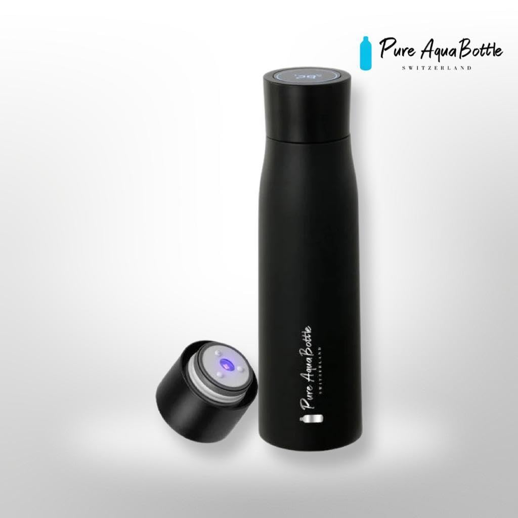 Bouteille autonettoyante UV 500ml | Acier inox isotherme double paroi | Élimine bactéries & odeurs | Anti-fuite, sans BPA | Recharge USB | Sport, voyage, bureau, parent, randonnée