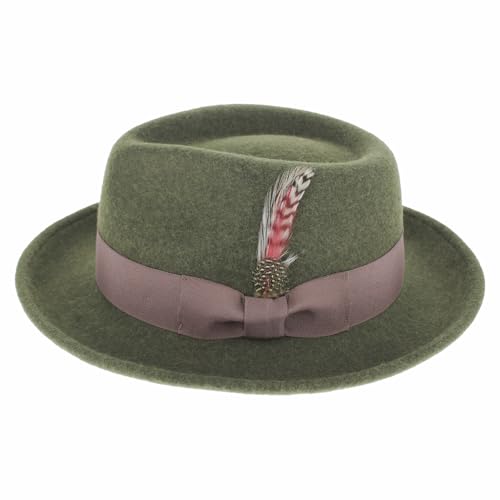 Image of Belfry Gangster Men's Fedora - Crushable 100% Wool Felt Hat, Stain Resistant & Travel Friendly Dress Fedora