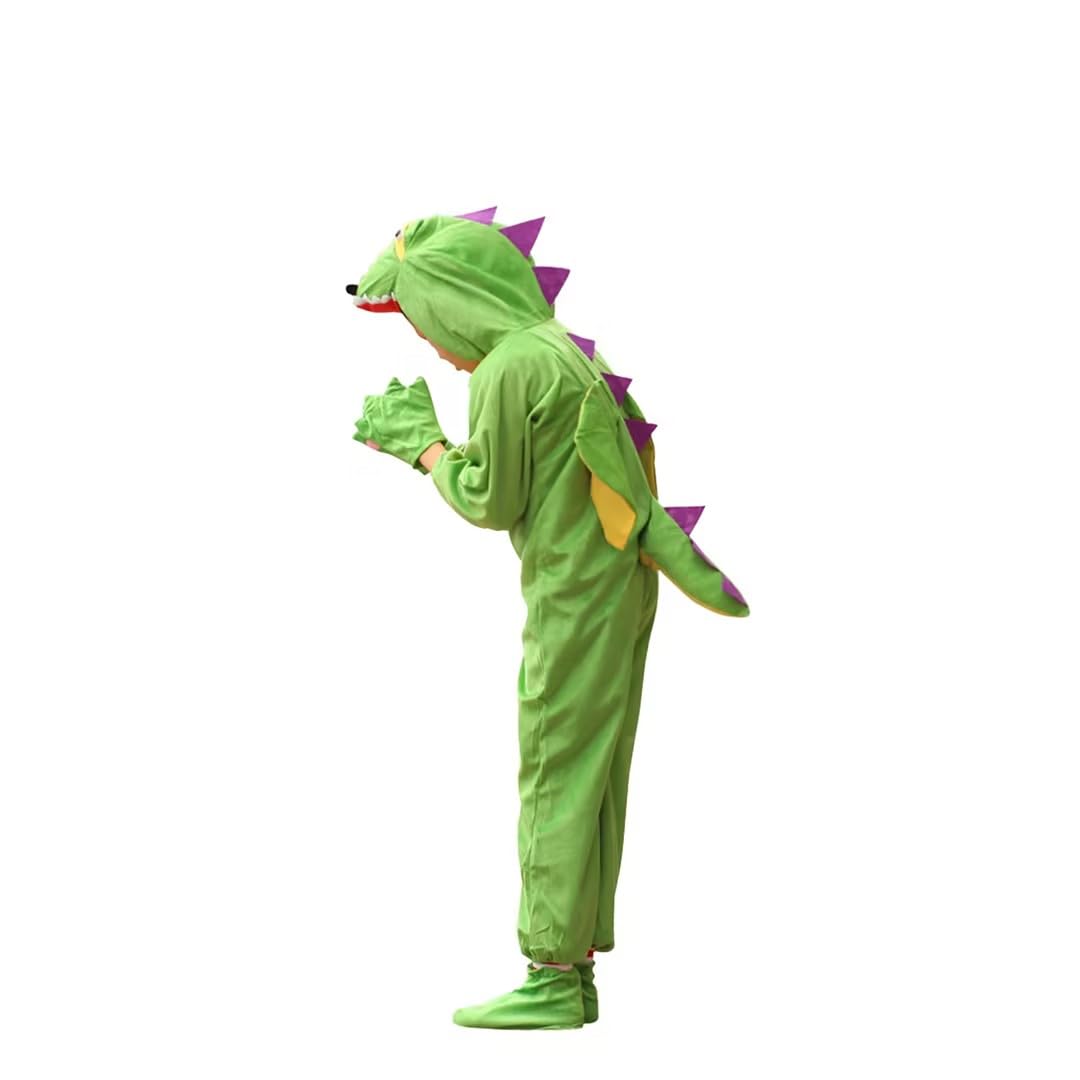 Lufdegim Dinosaur Costume, Dino Dragon Costume, Jumpsuit Hooded Playsuit, Dinosaur Animal Costume, Jumpsuit for Halloween, Carnival, Cosplay Costume (S)