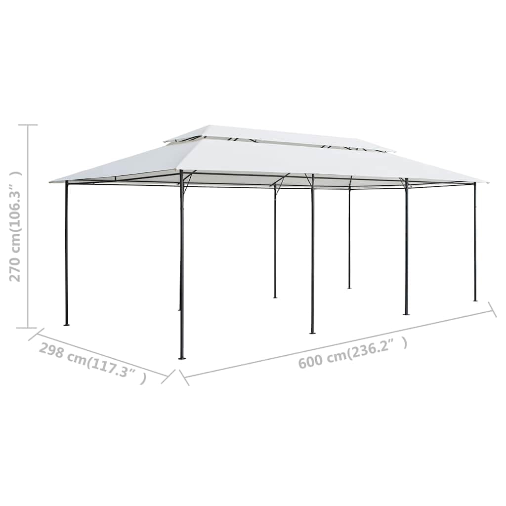 Pawilon z zasłonami 600 x 298 x 270 cm biały stal poliester