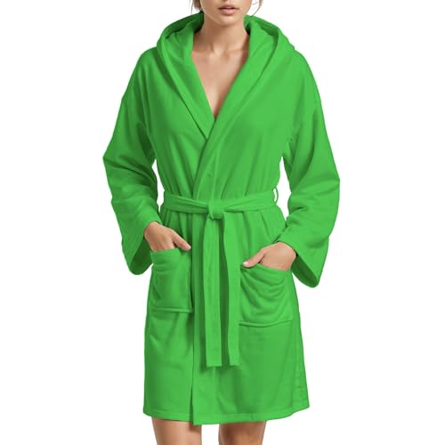 PETTI Artigiani Italiani - Bademantel Microfaser, Bademantel Herren, Bademantel Microfaser Herren, Bademantel Damen, Bademantel Microfaser Damen, Grün, XL, 100% Mikrofaser