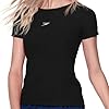 SPEEDO Camiseta Dry Fit Feminina Manga Curta Esportiva T-Shirt Interlock Basic, M, Preto