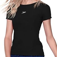 SPEEDO Camiseta Dry Fit Feminina Manga Curta Esportiva T-Shirt Interlock Basic, M, Preto