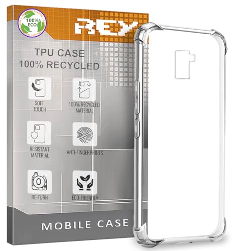 REY Funda para Samsung Galaxy A8 2018, Anti-Shock Ecológica y Transparente, Ultra Fina 0,33mm, Esquinas Reforzadas, Silicona TPU Reciclado de Alta Resistencia y Flexibilidad