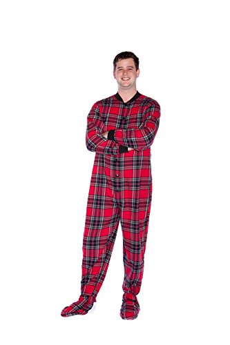 BIG FEET PAJAMA CO. Plaid Cotton Flannel Adult Footie Pajamas Onesie Men and Women3