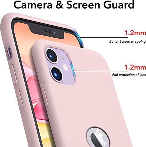 Image of VONZEE Liquid Silicone Soft Back Cover for iPhone 11 Case, Shockproof Slim Camera & Full Body Protection Non Yellowing Cover with Microfiber Lining & Logo Cut (6.1 Inch) -Sand Pink