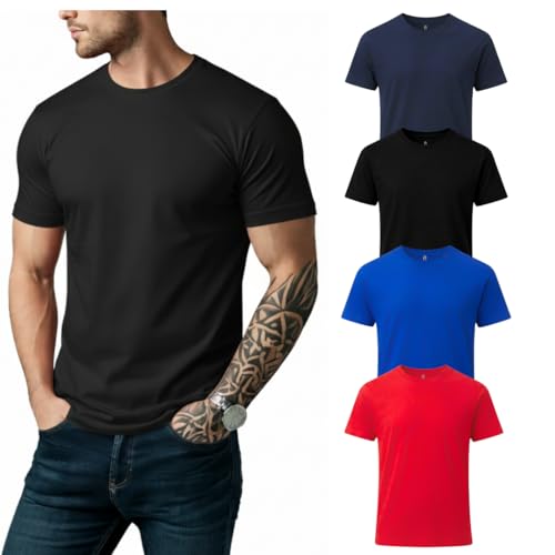Image of Men's 100% Cotton Crew Neck T-Shirt | Regular Fit | Soft & Breathable | Casual Everyday Wear