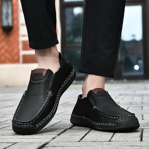 Mens Loafers Casual Slip on Shoes Business Lightweight Refreshing Classic Slippers Walking Driving Black2