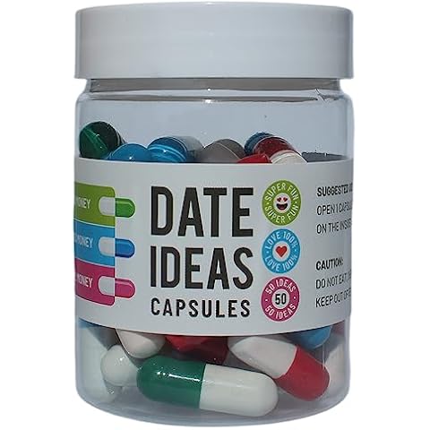 Valentines Day Gifts For Her Him Date Night Ideas Capsules In A Bottle (50pcs) -Boyfriend Girlfriend Wife Husband Newlyweds, Funny Bridal Shower Registry Wedding Gifts For Women Men Cover