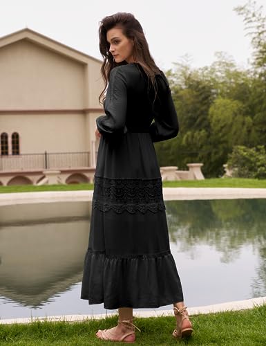 Long Sleeve Maxi Dress for Women Boho Flowy Wedding Guest Dress4