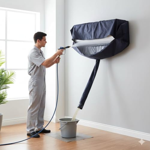 Image of Polyester Waterproof Split AC Indoor Unit Wash Cleaning Bag Cover | Reusable AC Service Cover for Coil Cleaning, Dust & Splash Protection (Parachute Fabric, 48)