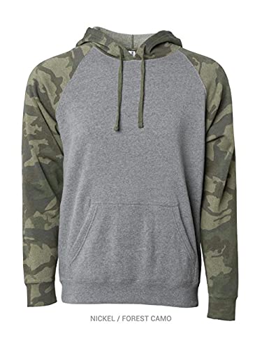 Independent Trading Co. - Special Blend Raglan Hooded Sweatshirt - PRM33SBP - L - Nickel Heather/Forest Camo2