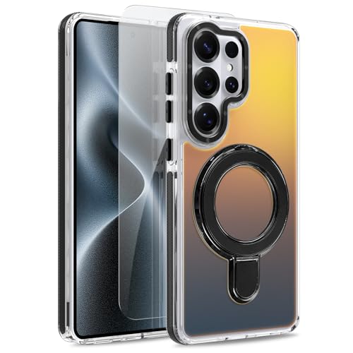 Image of Magnetic for Samsung Galaxy S26 Ultra Case with Stand [Compatible with Magsafe] [Cute Fluorescent Design] [1 Screen Protector] Slim Translucent Matte Case for Galaxy S26 Ultra 6.9 inch, Black