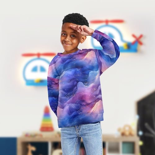 JUNZAN Blue Pink Liquid Purple Kids Girls Pullover Hoodie Fleece Hoodies for Girls Camping 4T4