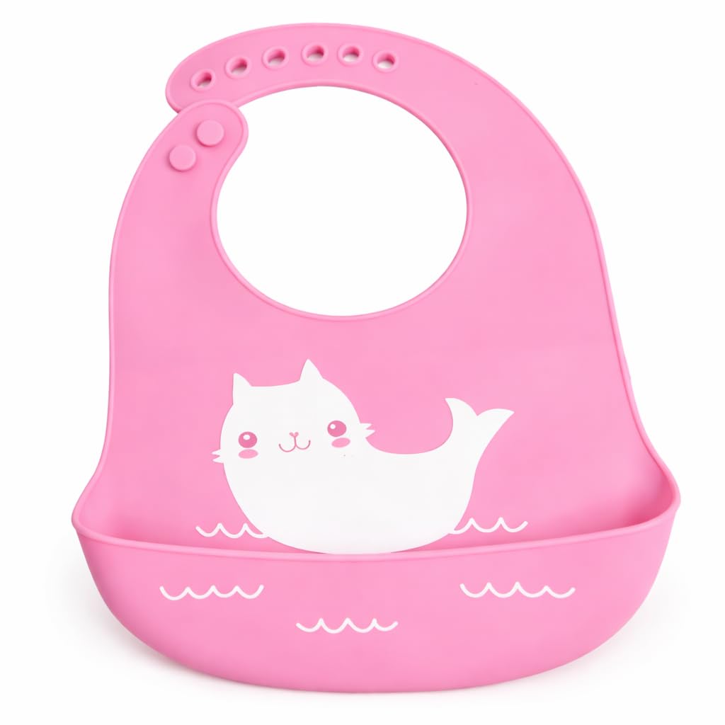 Silicone Baby Feeding Bib with Food Catcher Pocket | Waterproof & Adjustable Toddler Bib | Soft BPA-Free Washable Weaning Bib for Babies 6 Months to 4 Years-image-23