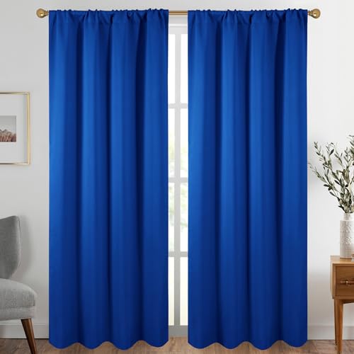 Diraysid Royal Blue Blackout Curtains for Bedroom and Living Room Thermal Insulated Room Darkening Curtains Drapes, 52 x 95, 2 Panels