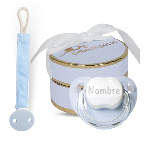 Chupete Personalizado 0 a 6 Meses con Nombre | Cadena Chupete Bebe | Regalo Bebe Recien Nacido Niño Niña | Tetina de Silicona Sin BPA | Suave Cómodo y Seguro | Regalo de Lujo (Azul) | BebeDeParis Chupete Personalizado 0 a 6 Meses con Nombre | Cadena Chupete Bebe | Regalo Bebe Recien Nacido Niño Niña | Tetina de Silicona Sin BPA | Suave Cómodo y Seguro | Regalo de Lujo (Azul) | BebeDeParis