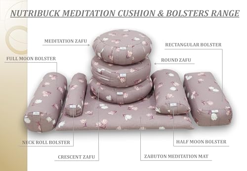 Image of Buckwheat Hulls Round Bolster Pillow | Reduced Stress on Spine, Neck Pain | & Effective Support for Side and Back Sleepers | (Vintage Mauve)