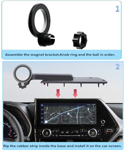 Image of Car Phone Holder for 2020-2026 Toyota Highlander Accessories Compatible with MagSafe Cell Phone Mount 360 Rotation Does Not Affect Air Vent,Dashboard Original-Size Replacement Model