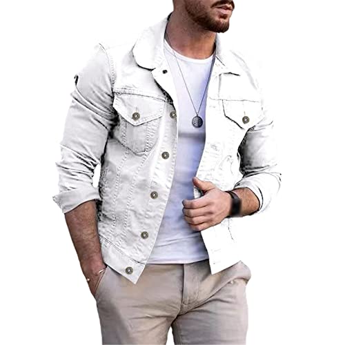Veste de travail homme blanche Kelsiop en jean stretch coupe ajustée veste casual printemps