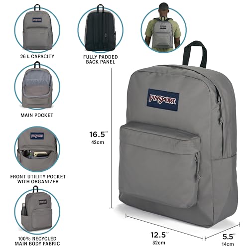 Image of JanSport NCAA Officially Licensed Backpack, Baylor Bears, Superbreak Plus with Padded 15'' Laptop Sleeve, Spacious Computer Bag for Men & Women, Durable Daypack with Bottle Pocket, Graphite Grey